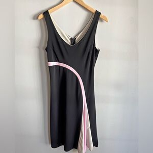 A-list Black Colorblock Midi Dress Pink Ivory Y2K Sleek Size M 8/10
